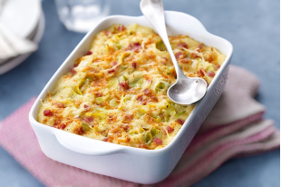 GRATIN DE POIREAUX AU JAMBON