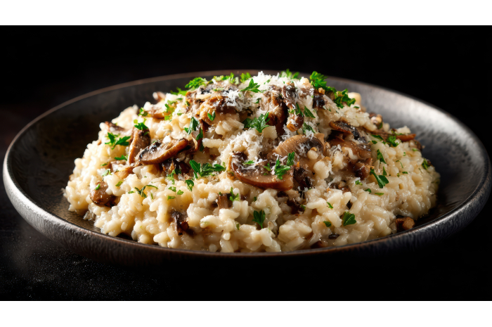Risotto aux champignons et Huile de colza aux cèpes