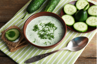 Gaspacho de concombre et tzatziki