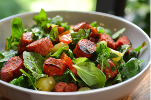 Salade au chorizo et tomates