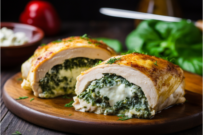 Poulet farci à la ricotta et aux épinards