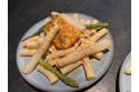 PATES AUX ASPERGES ET SAUMON EN DEUX CUISSONS